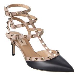 Valentino rockstud black and nude kitten heel 36